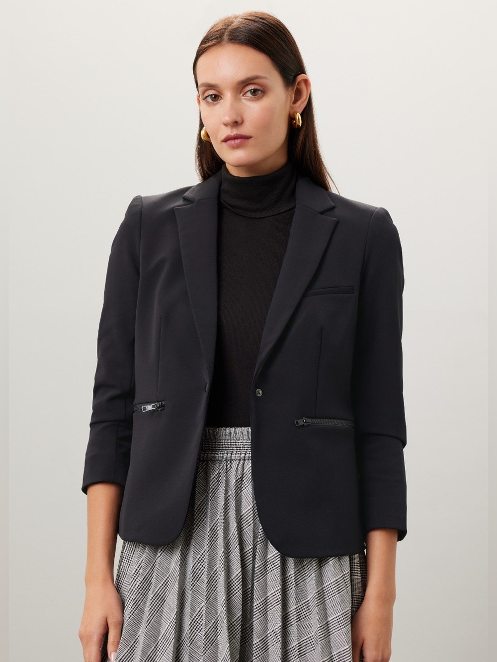Veronica Beard Black Scuba schoolboy Single-Button Blazer 14